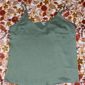 Green silk top